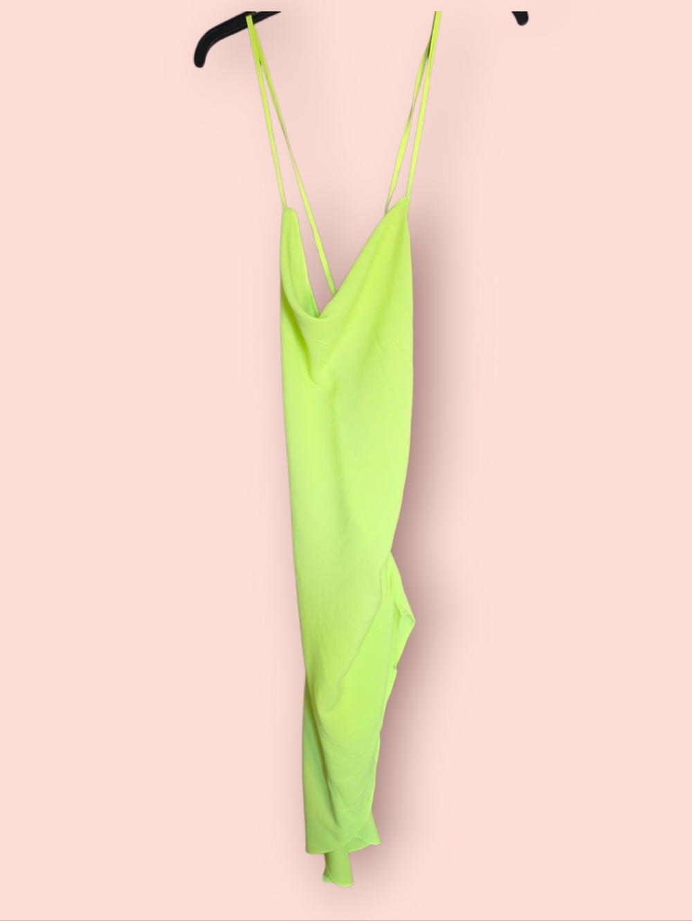 Neon Lime Slip Dress with Delicate Spaghetti Straps